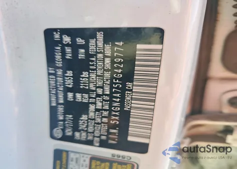 2015 Kia Optima Ex z USA, uszkodzony, nr VIN 5XXGN4A75FG429774